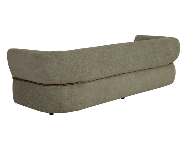 Sunpan Davisville Italian Designed Sofa with Sculptural Low Profile and Artisan Cushion Detail Green 113034