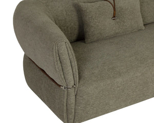 Sunpan Davisville Italian Designed Sofa with Sculptural Low Profile and Artisan Cushion Detail Green 113034