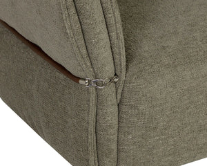Sunpan Davisville Italian Designed Sofa with Sculptural Low Profile and Artisan Cushion Detail Green 113034