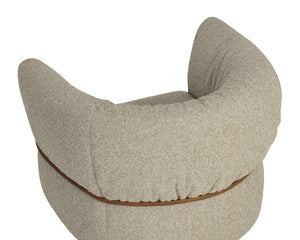 Sunpan Davisville Swivel Armchair Italian Sculpted Eucalyptus Fabric Deep Seat Living Room Taupe 113035