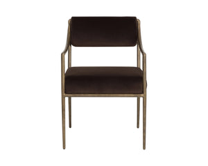Sunpan Leticia Upholstered Dining Armchair with Hand-Hammered Metal Legs Artisan Crafted 113040