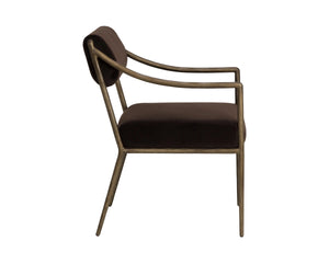 Sunpan Leticia Upholstered Dining Armchair with Hand-Hammered Metal Legs Artisan Crafted 113040