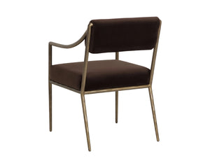 Sunpan Leticia Upholstered Dining Armchair with Hand-Hammered Metal Legs Artisan Crafted 113040
