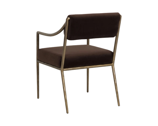 Sunpan Leticia Upholstered Dining Armchair with Hand-Hammered Metal Legs Artisan Crafted 113040