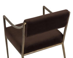 Sunpan Leticia Upholstered Dining Armchair with Hand-Hammered Metal Legs Artisan Crafted 113040