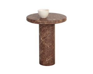 Sunpan Bastion Cylindrical Concrete End Table with Organic Veining for Modern Living Spaces Brown 113044