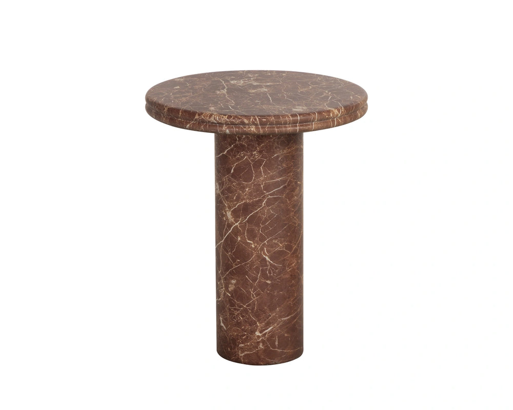 Sunpan Bastion Cylindrical Concrete End Table with Organic Veining for Modern Living Spaces Brown 113044