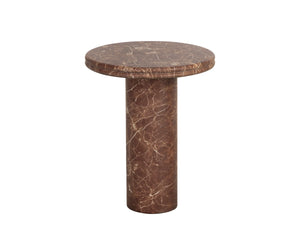Sunpan Bastion Cylindrical Concrete End Table with Organic Veining for Modern Living Spaces Brown 113044