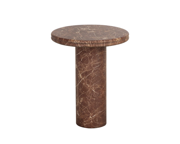 Sunpan Bastion Cylindrical Concrete End Table with Organic Veining for Modern Living Spaces Brown 113044