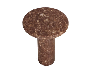 Sunpan Bastion Cylindrical Concrete End Table with Organic Veining for Modern Living Spaces Brown 113044
