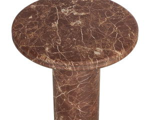 Sunpan Bastion Cylindrical Concrete End Table with Organic Veining for Modern Living Spaces Brown 113044