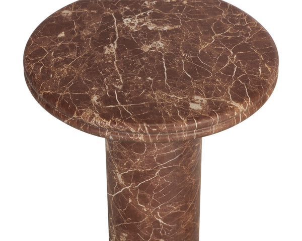 Sunpan Bastion Cylindrical Concrete End Table with Organic Veining for Modern Living Spaces Brown 113044