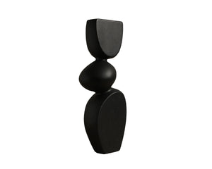 Sunpan Strand Black Concrete Geometric Sculpture Tall Asymmetric Form for Shelves and Consoles 113050