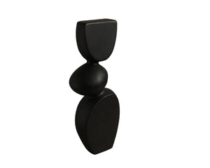 Sunpan Strand Black Concrete Geometric Sculpture Tall Asymmetric Form for Shelves and Consoles 113050