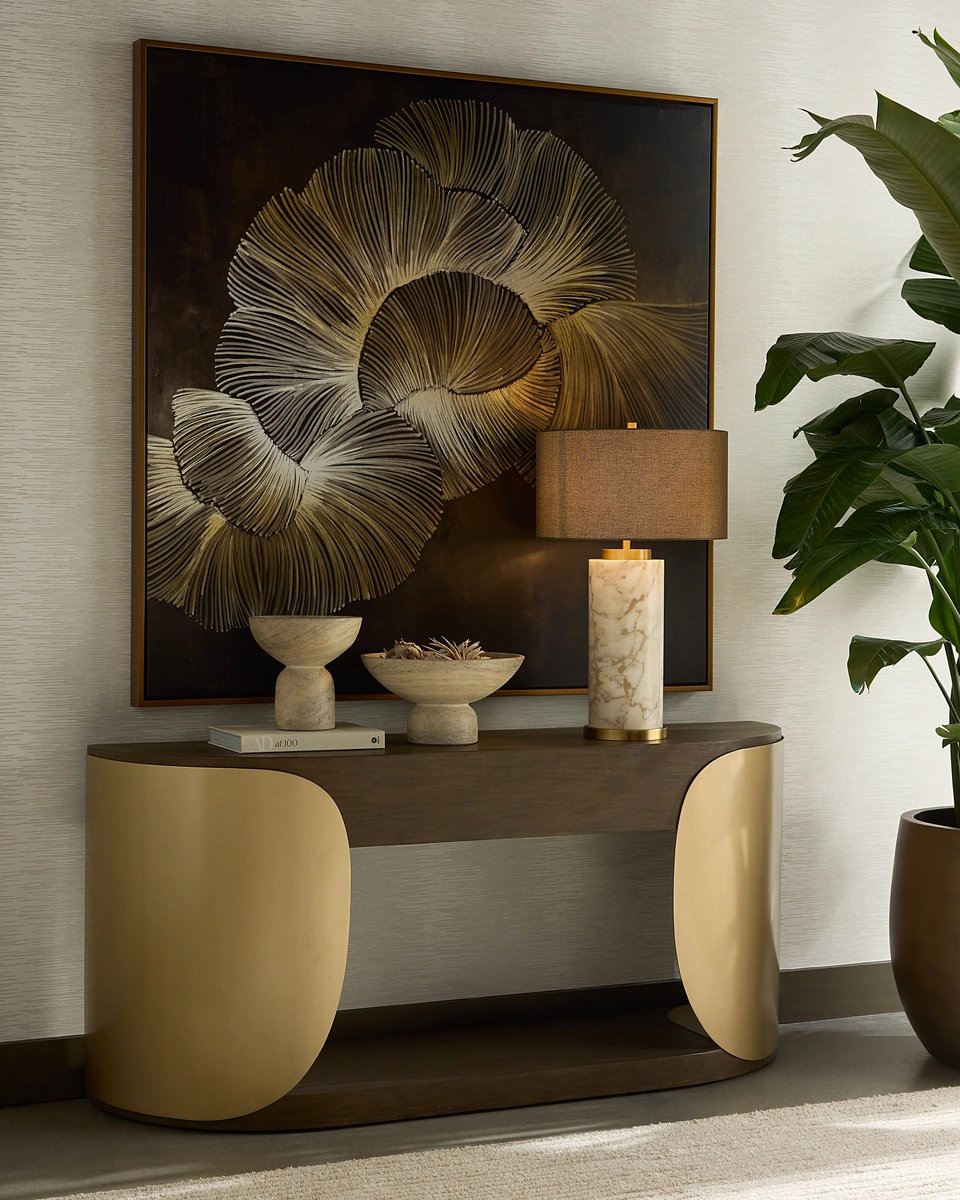 Sunpan Positano Cast Concrete Decorative Bowl with Warm Bronze Finish for Modern Entryways Taupe 113061