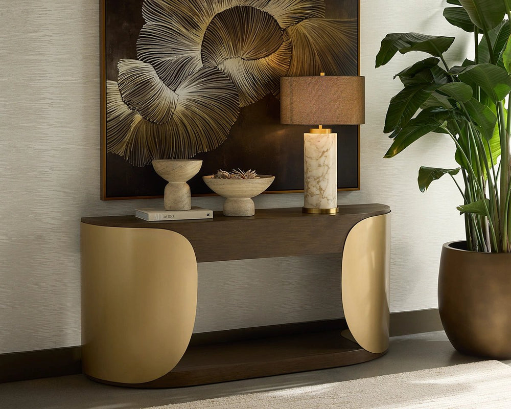 Sunpan Positano Cast Concrete Decorative Bowl with Warm Bronze Finish for Modern Entryways Taupe 113061