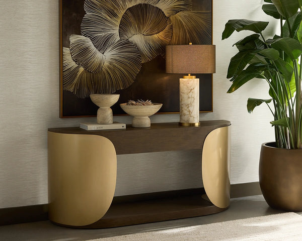 Sunpan Positano Cast Concrete Decorative Bowl with Warm Bronze Finish for Modern Entryways Taupe 113061