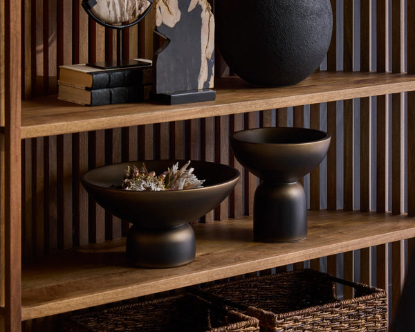 Sunpan Positano Cast Concrete Decorative Bowl with Warm Bronze Finish for Modern Entryways Gold 113063