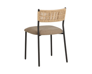 Sunpan Ernesta Woven Rope Back Dining Chair Upholstered Seat Coastal Modern Iron Frame Taupe 113067