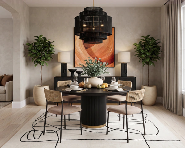 Sunpan Ernesta Woven Rope Back Dining Chair Upholstered Seat Coastal Modern Iron Frame Taupe 113067