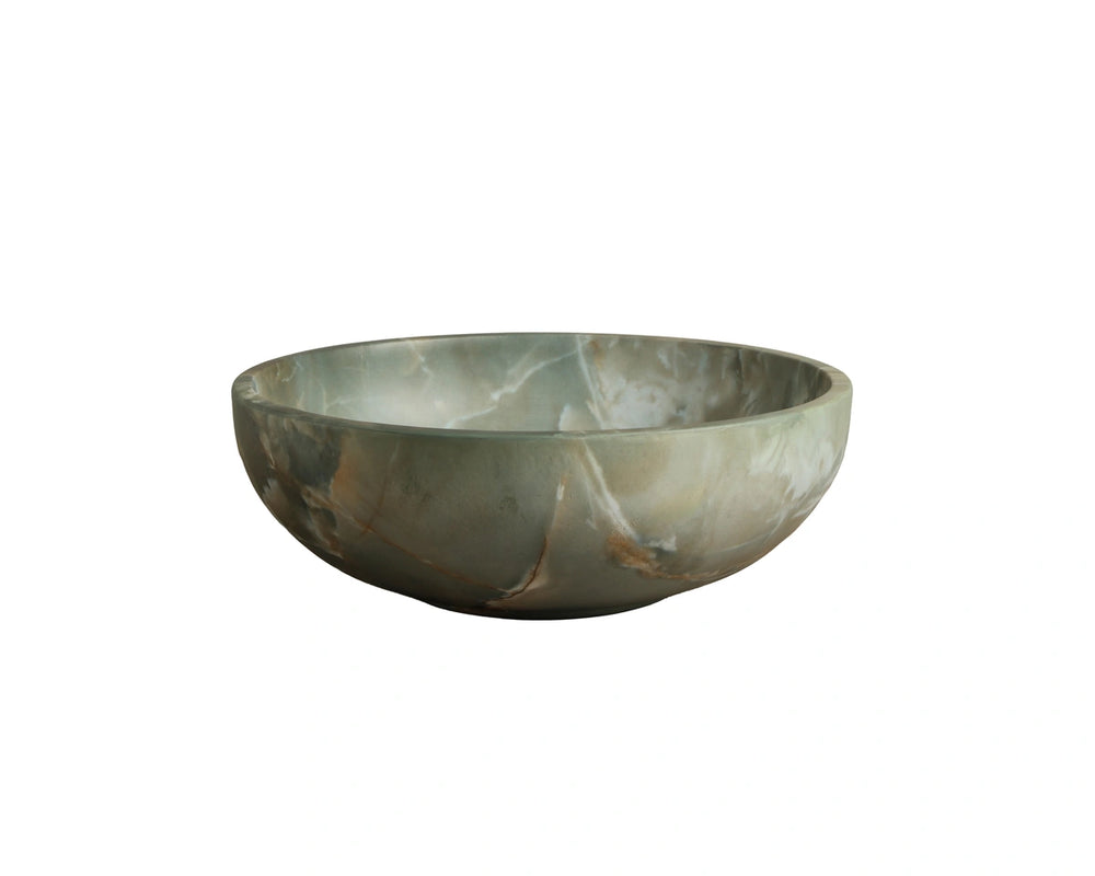 Sunpan Ostuni Concrete Decorative Bowl with Hand-Applied Faux Marble Finish for Console Shelving Green 113068