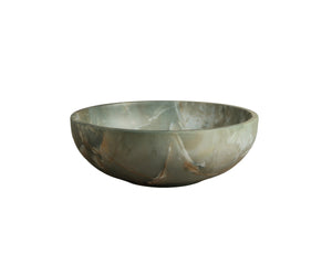 Sunpan Ostuni Concrete Decorative Bowl with Hand-Applied Faux Marble Finish for Console Shelving Green 113068
