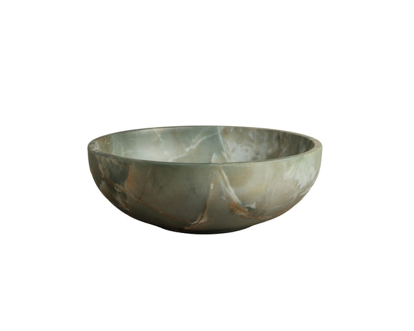 Sunpan Ostuni Concrete Decorative Bowl with Hand-Applied Faux Marble Finish for Console Shelving Green 113068