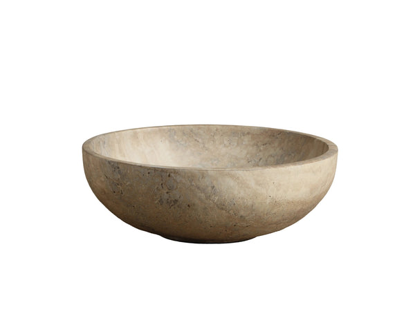 Sunpan Ostuni Concrete Decorative Bowl with Hand-Applied Faux Marble Finish for Console Shelving Taupe 113070