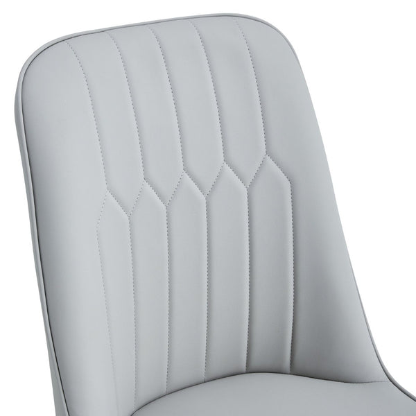 English Elm Table And Chair Set - 67" Black Wood Grain Mdf Dining Table With 8 Light Gray Pu Cushioned Chairs W1151S04173-GIGA