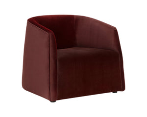 Sunpan Serenade Sculptural Round Lounge Chair Solid Wood Frame Sinuous Spring Support Red 113094