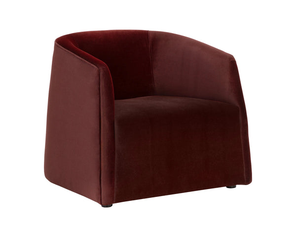 Sunpan Serenade Sculptural Round Lounge Chair Solid Wood Frame Sinuous Spring Support Red 113094