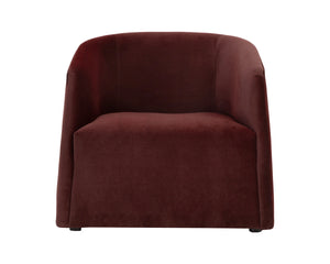 Sunpan Serenade Sculptural Round Lounge Chair Solid Wood Frame Sinuous Spring Support Red 113094
