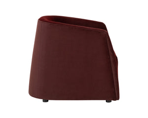 Sunpan Serenade Sculptural Round Lounge Chair Solid Wood Frame Sinuous Spring Support Red 113094