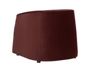 Sunpan Serenade Sculptural Round Lounge Chair Solid Wood Frame Sinuous Spring Support Red 113094