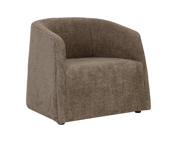 Sunpan Serenade Sculptural Round Lounge Chair Solid Wood Frame Sinuous Spring Support Brown 113095