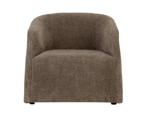 Sunpan Serenade Sculptural Round Lounge Chair Solid Wood Frame Sinuous Spring Support Brown 113095