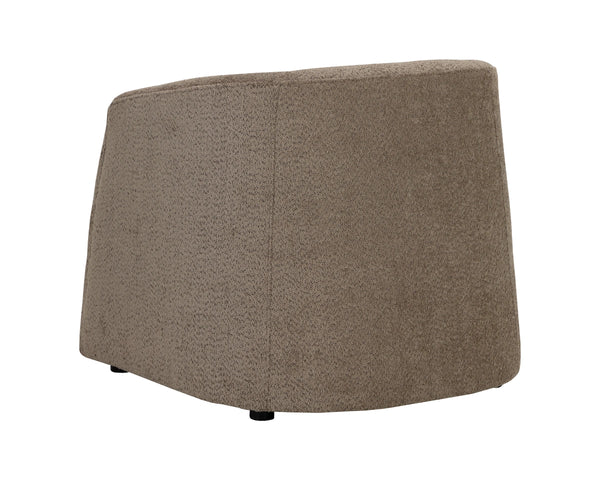 Sunpan Serenade Sculptural Round Lounge Chair Solid Wood Frame Sinuous Spring Support Brown 113095