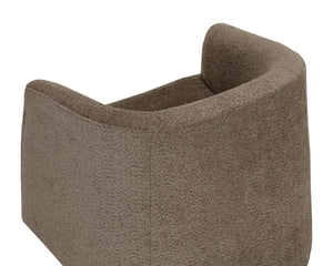 Sunpan Serenade Sculptural Round Lounge Chair Solid Wood Frame Sinuous Spring Support Brown 113095