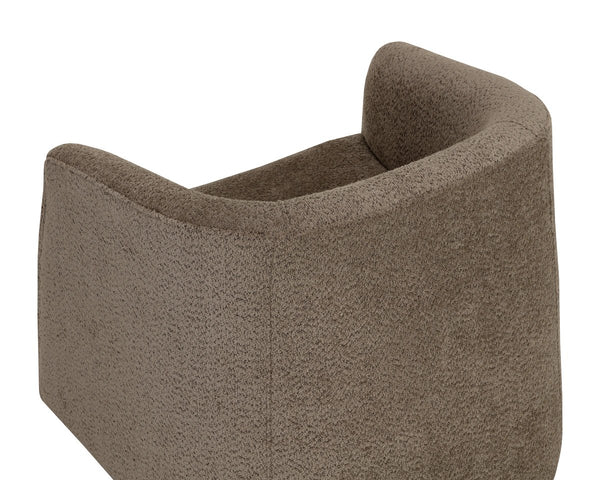 Sunpan Serenade Sculptural Round Lounge Chair Solid Wood Frame Sinuous Spring Support Brown 113095