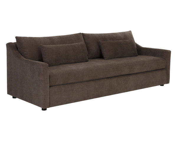 Sunpan Bramwell Sculptural Sofa with Bench Cushion and Lumbar Pillows for Modern Living 113096