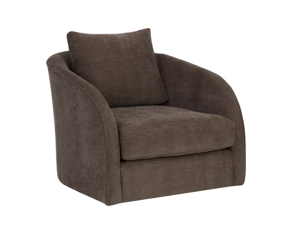Sunpan Wexford Sculpted Swivel Accent Chair Cocoon Silhouette Textured Fabric Lounge Seating 113097