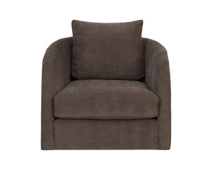 Sunpan Wexford Sculpted Swivel Accent Chair Cocoon Silhouette Textured Fabric Lounge Seating 113097