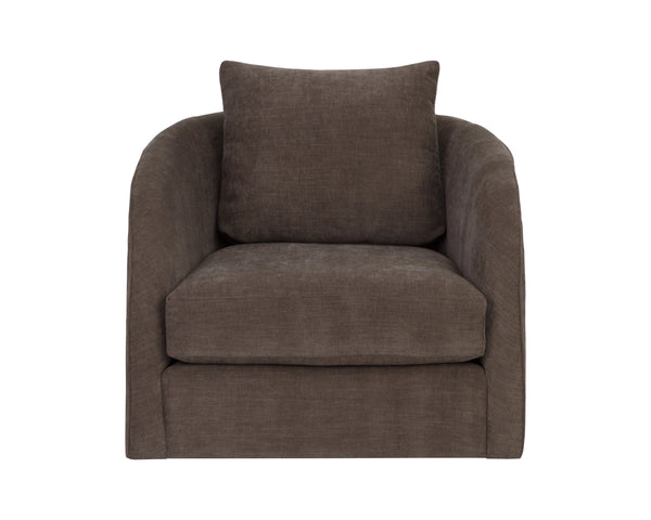 Sunpan Wexford Sculpted Swivel Accent Chair Cocoon Silhouette Textured Fabric Lounge Seating 113097