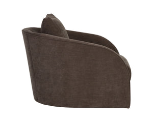 Sunpan Wexford Sculpted Swivel Accent Chair Cocoon Silhouette Textured Fabric Lounge Seating 113097
