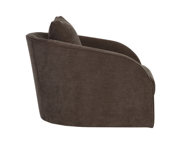 Sunpan Wexford Sculpted Swivel Accent Chair Cocoon Silhouette Textured Fabric Lounge Seating 113097