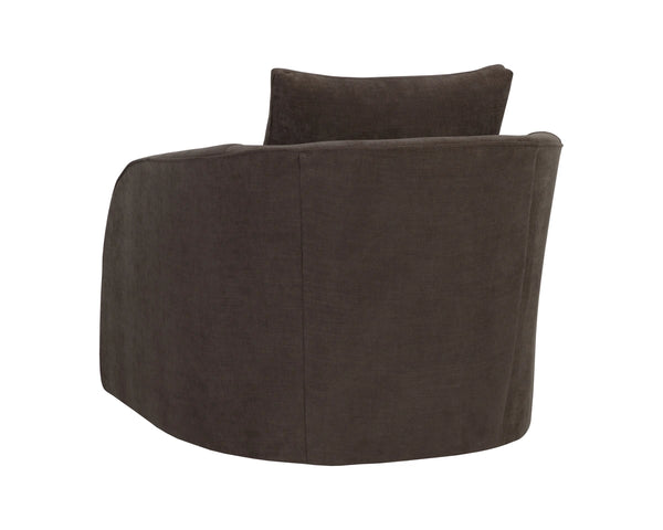Sunpan Wexford Sculpted Swivel Accent Chair Cocoon Silhouette Textured Fabric Lounge Seating 113097