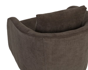 Sunpan Wexford Sculpted Swivel Accent Chair Cocoon Silhouette Textured Fabric Lounge Seating 113097