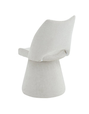 English Elm Modern Chenille Linen Accent Chair Sculptural Hollow Back Swivel Seat for Dining Vanity Off White W3493P452649