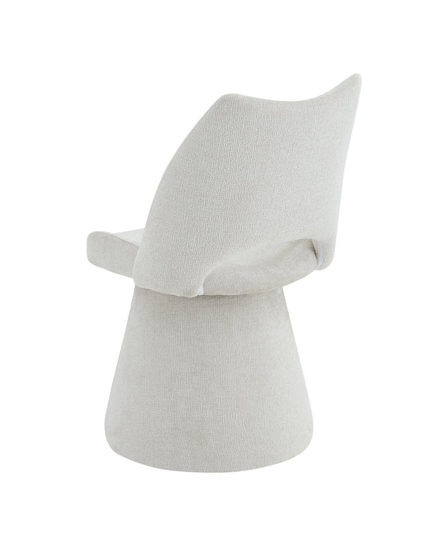 English Elm Modern Chenille Linen Accent Chair Sculptural Hollow Back Swivel Seat for Dining Vanity Off White W3493P452649