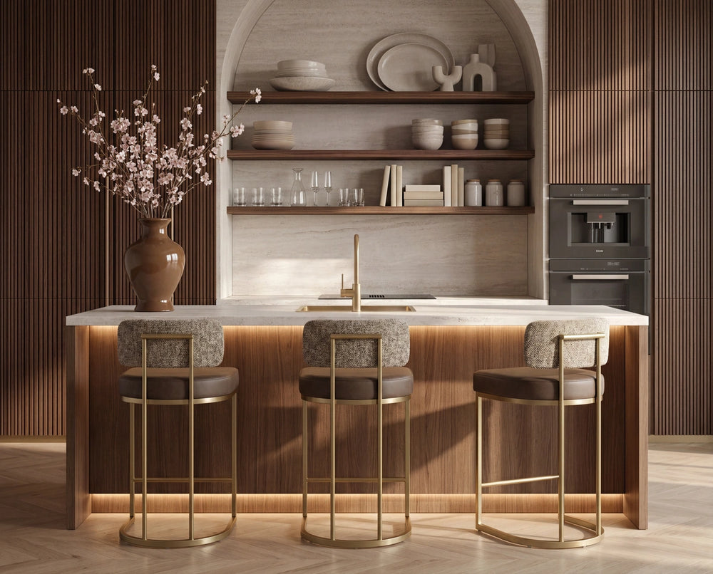 Sunpan Liora Hand-Cast Concrete Baluster Vase with Glossy Brown Finish for Modern Decor 113100